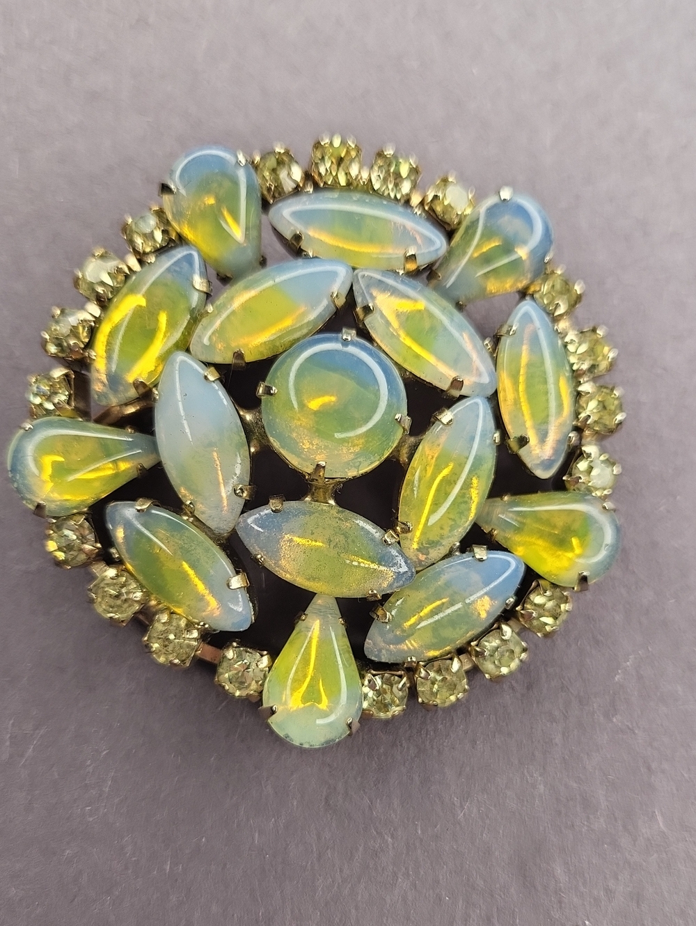 Opalescent Yellow-Green Cocktail Brooch - Women Jewelry